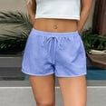 thumbnail image 2 of UDAUDU Women's Casual Shorts 2026 Drawstring Striped Loose Fit Summer Beach Shorts Lightweight Vacation Wide Leg Pants Dark Blue S, 2 of 4