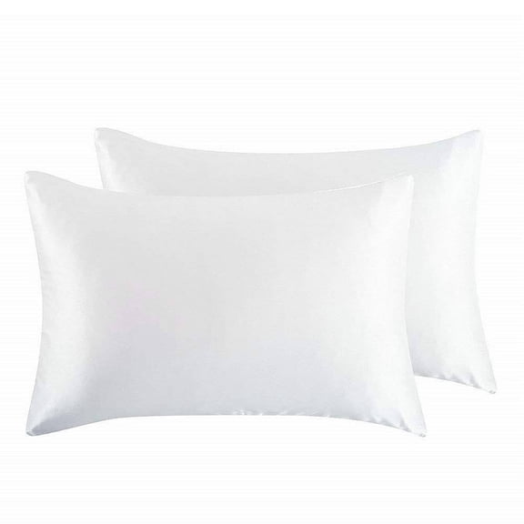 AUQ 2026 New 2Pcs Pillow Covers Soft and Silky Polyester Fiber Waterproof Pillow Protector Various Colors Cool Smooth Soft and Glos Pillow Protectors with Zipper Standard Size 20X36In,White