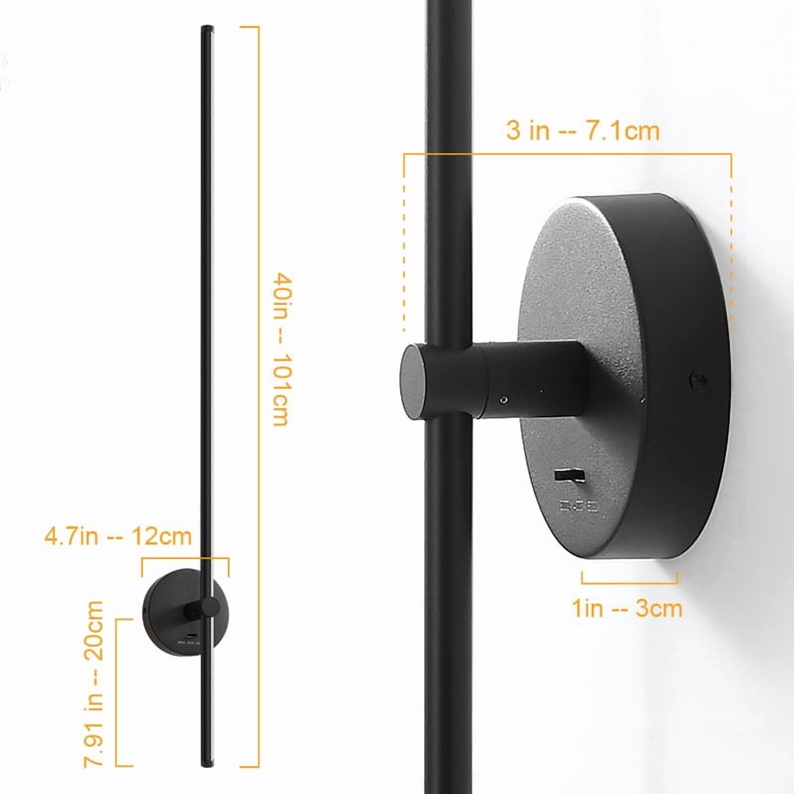 Deyidn Modern Wall Sconce Set of 2, 3000K-5000K Dimmable Hardwired Black Led Wall Sconce with Remote Control, 350° Swivel RGB Multicolor Ambience Lights for Living Room,Bathroom
