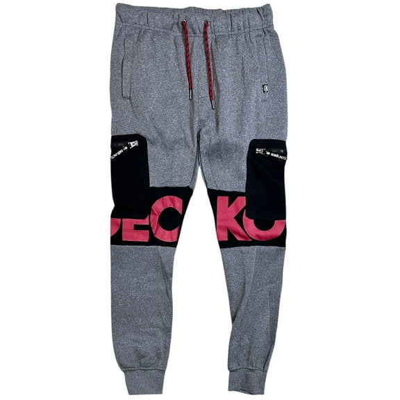 Ecko Unltd Men's Sweatpants Crago Zip Pockets Colorblock Fleece Jogger (Small, Grey Marled)
