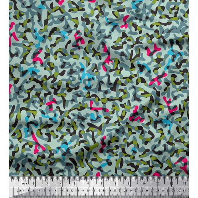 Soimoi polyester Crepe Fabric Multicolor Camouflage Printed Fabric 1 Yard 42 Inch Wide