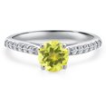 thumbnail image 3 of Gem Stone King 10K White Gold Canary Mystic Topaz and Lab Grown Diamond Engagement Ring for Women | 1.18 Cttw | Round 6MM | Gemstone November Birthstone | Size 9, 3 of 6