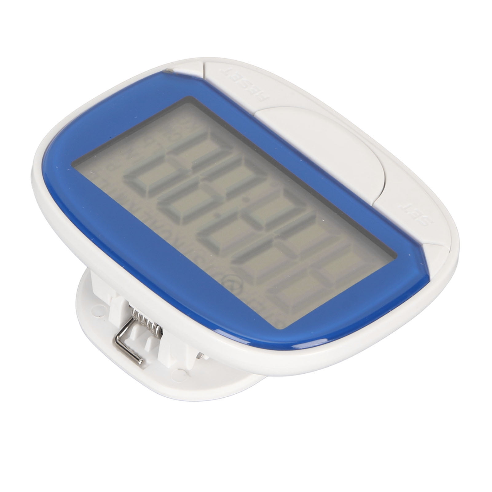 Distance Calorie Pedometer Big Screen Clock Display 2D Step Counter with Back Clip Multifunctional for Walking Running Blue