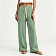 thumbnail image 4 of Long Lounge Pants for Womens Plus Size Fashion Wide Leg Cargo Sweatpants Elastic Drawstring High Waist Casual Sweat Pants With Pockets, 4 of 7