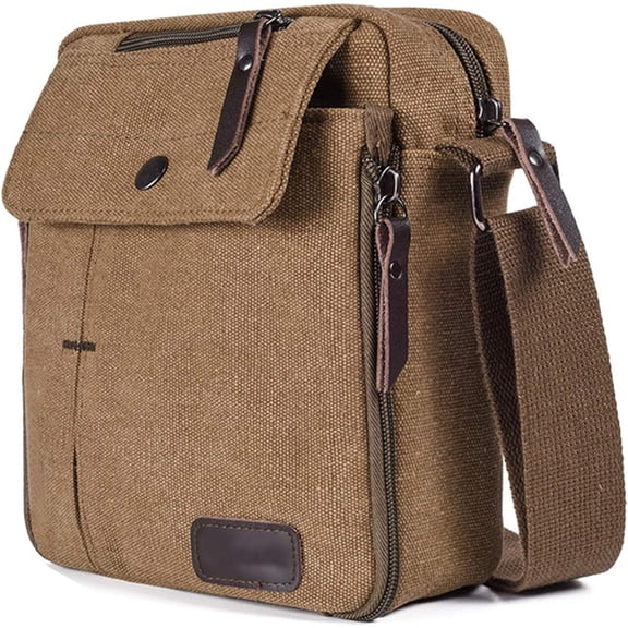 Canvas Small Messenger Bag Casual Shoulder Bag Chest Bag Travel Carry Bag for Men, Multi-pocket Purse Handbag Crossbody Bag