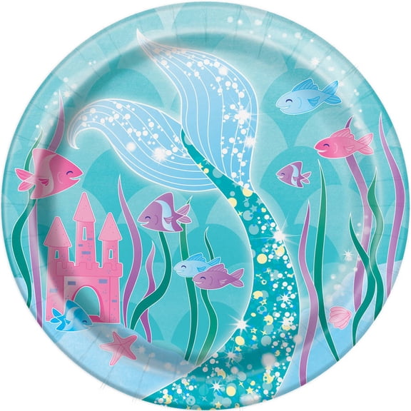 7" Mermaid Paper Dessert Plates, 8ct