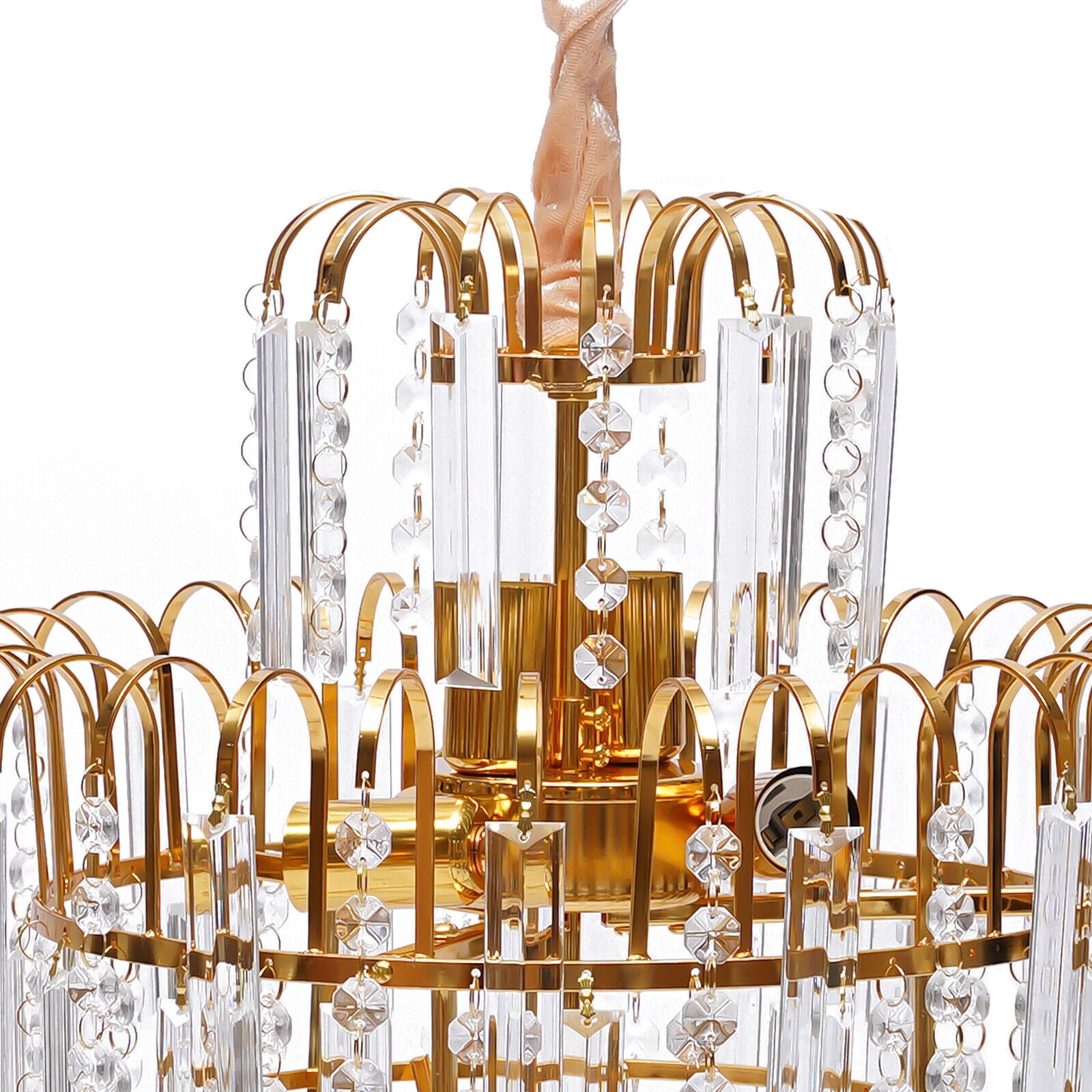 Gold Crystal LED K9 Ceiling Light Lamp Living Room Pendant Chandelier 40W