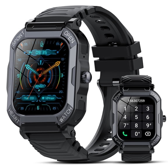 Smart Watch for Men Women (Answer/Make Call) 1.85” Fitness Tracker, 113 Sports Modes Smartwatch with Heart Rate/Sleep Monitor, Pedometer, IP68 Waterproof 2024 Activity Trackers for Android IOS, Black