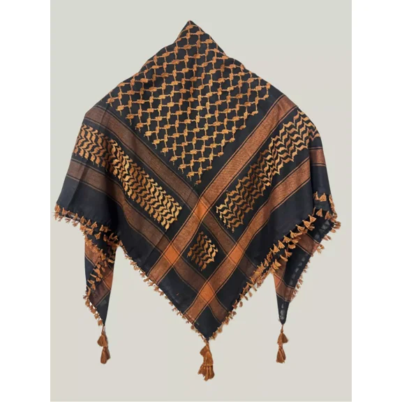 Keffiyeh Shemagh Brown Arab Scarf All Original Made In Palestine Kufiya