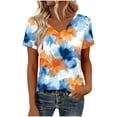 thumbnail image 4 of DPTALR Women's Casual Comfortable Printed Short Sleeve V-Neck T-Shirt Top,Yellow,Size L, 4 of 5