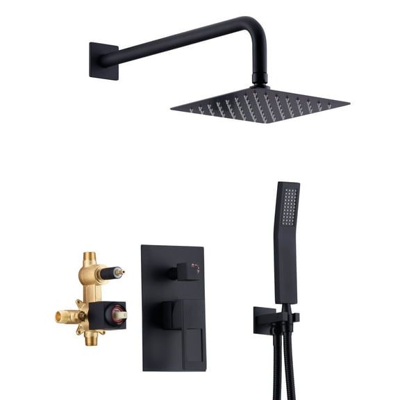 Matte Black Rain Shower Systems with Pressure Balance Valve,Sumerain
