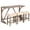 Set B: Brown, variant on MEETFAV 4-Piece Bar Table Set with Power Outlet, Industrial Dining Table & 3 Upholstered Stools for Dining Room, Brown