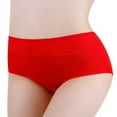 thumbnail image 4 of Knosfe Womens Briefs High Waisted Tummy Control Cotton Full Coverage Solid Plus Size Underwear 4 Pack Red 2XL, 4 of 5