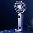 thumbnail image 3 of Mini ventilador plegable de mano con soporte para teléfono, silencioso, pantalla LED, ventilador de escritorio colgante Azul, 3 of 9