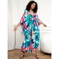 thumbnail image 4 of Edolynsa Womens Floral Kaftan Dress Plus Size Caftan Loungewear Bathing Suit Cover up Maxi Beach Dress Older Women Summer Dress, 4 of 10