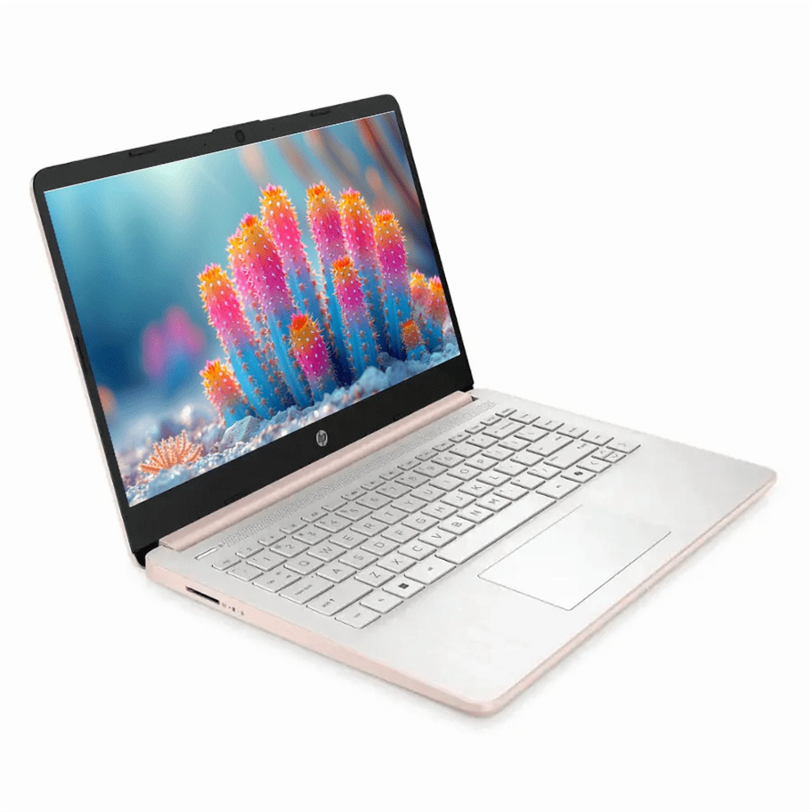 HP 14 Inch LED Laptop for Student & Business, 16GB RAM 640GB Storage (128GB UFS+512GB SD Card), Copilot Laptop with Windows 11, 1-Year Office 365, 4-core Intel Processor, NLY Earphones, Rose Gold