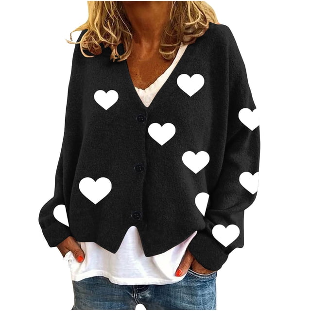 Jgppe Women's Drop Shoulder Cardigans Long Sleeve Button Front Cute Soft Loose Sweater Coat