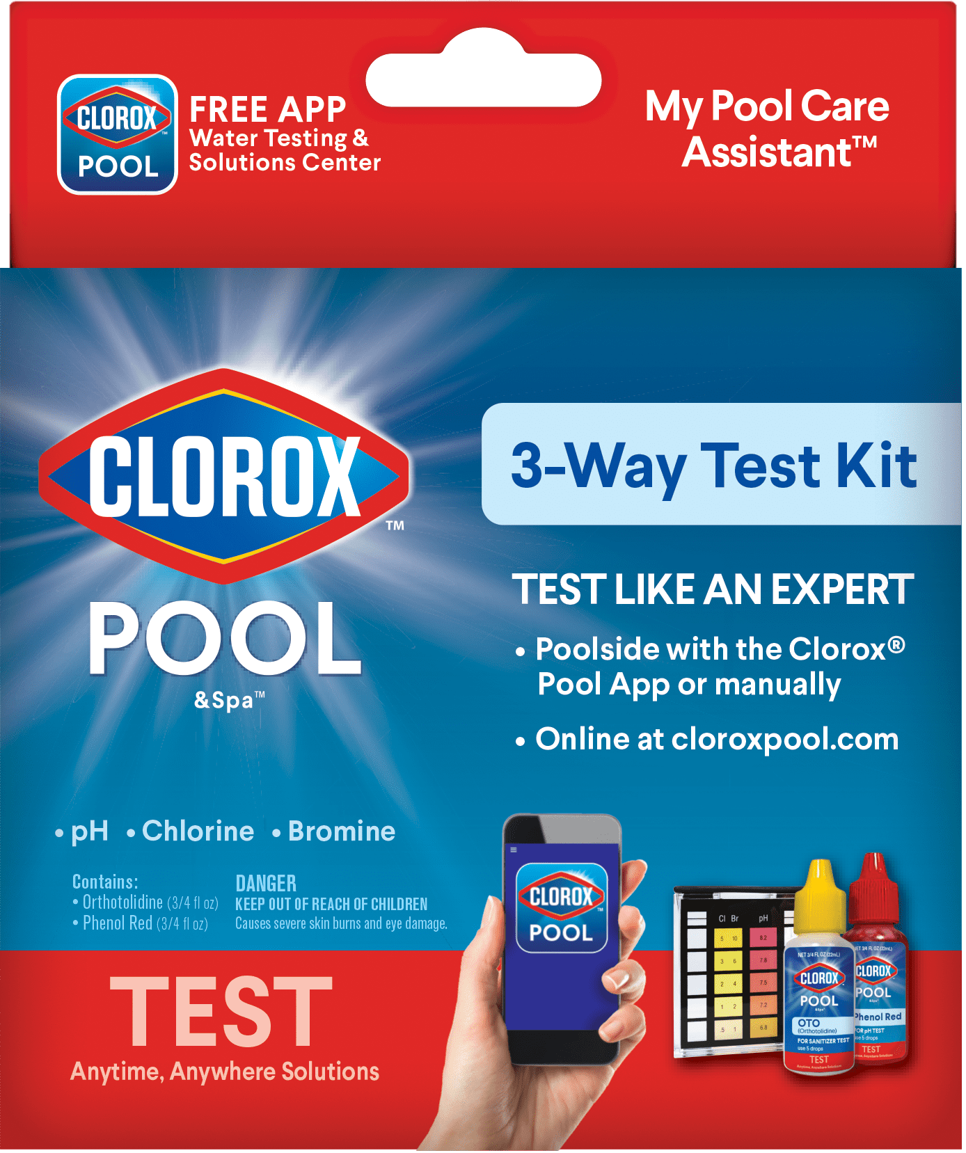 Clorox Pool&Spa 3-Way Test Kit pH, Chlorine, or Bromine