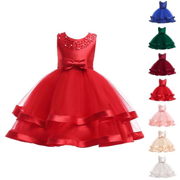 Bmisegm Flower Girls Ruffles Dress Vintage Wedding Bridesmaid Party Dresses Holiday Kids Formal Pageant Gown Toddler Princess Dress