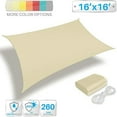 thumbnail image 2 of Sun Shade Sail Waterproof Shade Cloth 260GSM Fabric 95% UV Blockage  Awning Canopy Outdoor Garden Backyard Deck Beige Square 16' X 16'-Customized, 2 of 2