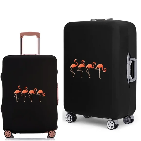Housse de Protection pour Bagage Motif Flamant Rose Étui de Valise Accessoires de Voyage Housse Élastique pour Coffre pour Valise de 18-28 Pouces 1flamingo026 m