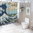 thumbnail image 7 of Orinice Wave Chair Room Bathroom Decor Set Colorful Luxurious Graphic Print 100% Polyester Fabric Shower Curtain Set with Hooks 69x72, 7 of 7