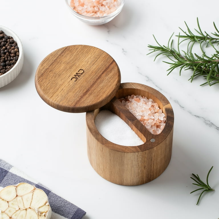 Cook with Color Acacia Wood Salt Cellar – Stylish & Functional
