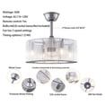 thumbnail image 6 of 18 inch Modern Industrial Bladeless 3 Wind Speed 3 Blades Down Rod Ceiling Fan with Caged Mesh Shade, Chandelier Ceiling Fan with Light and Remote Control Silver, 6 of 9