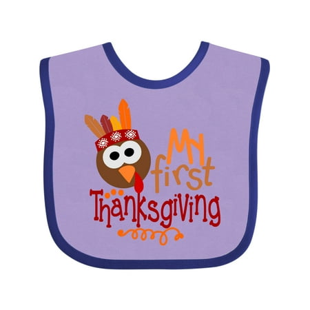 

Inktastic My 1st Thanksgiving Cute Turkey with Feathers Gift Baby Boy or Baby Girl Bib