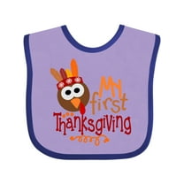 Inktastic My 1st Thanksgiving Cute Turkey with Feathers Boys or Girls Baby Bib