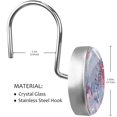 thumbnail image 3 of Blue and Pink Floral Shower Curtain Hooks（Set of 12）for Home Hotel Shower Rods Bathroom Crystal Glass Print Stainless Steel Round Curtain Hooks, 3 of 5