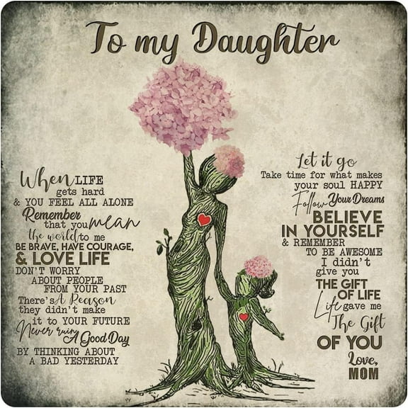 To my Daughter From Mom Metal Tin Sign,Birthday Gifts For Daughter,Kids Gifts For Graduation, Valentines day, Birthday - Inspirational Quote Sign for Home Bedroom Wall Decor Unique Sign 12x12 Inches