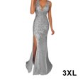 thumbnail image 3 of Vestido de noche Qarigey Traje de fiesta Brillo Cóctel Ropa de dama Plata XXXL, 3 of 6