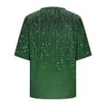 thumbnail image 4 of Odbmxy V-Neck Women Shirts Summer Elbow-Length Plus Size Tops for Women Vintage Button up Loose Green Casual Cardigan Graphic Tops, 4 of 5