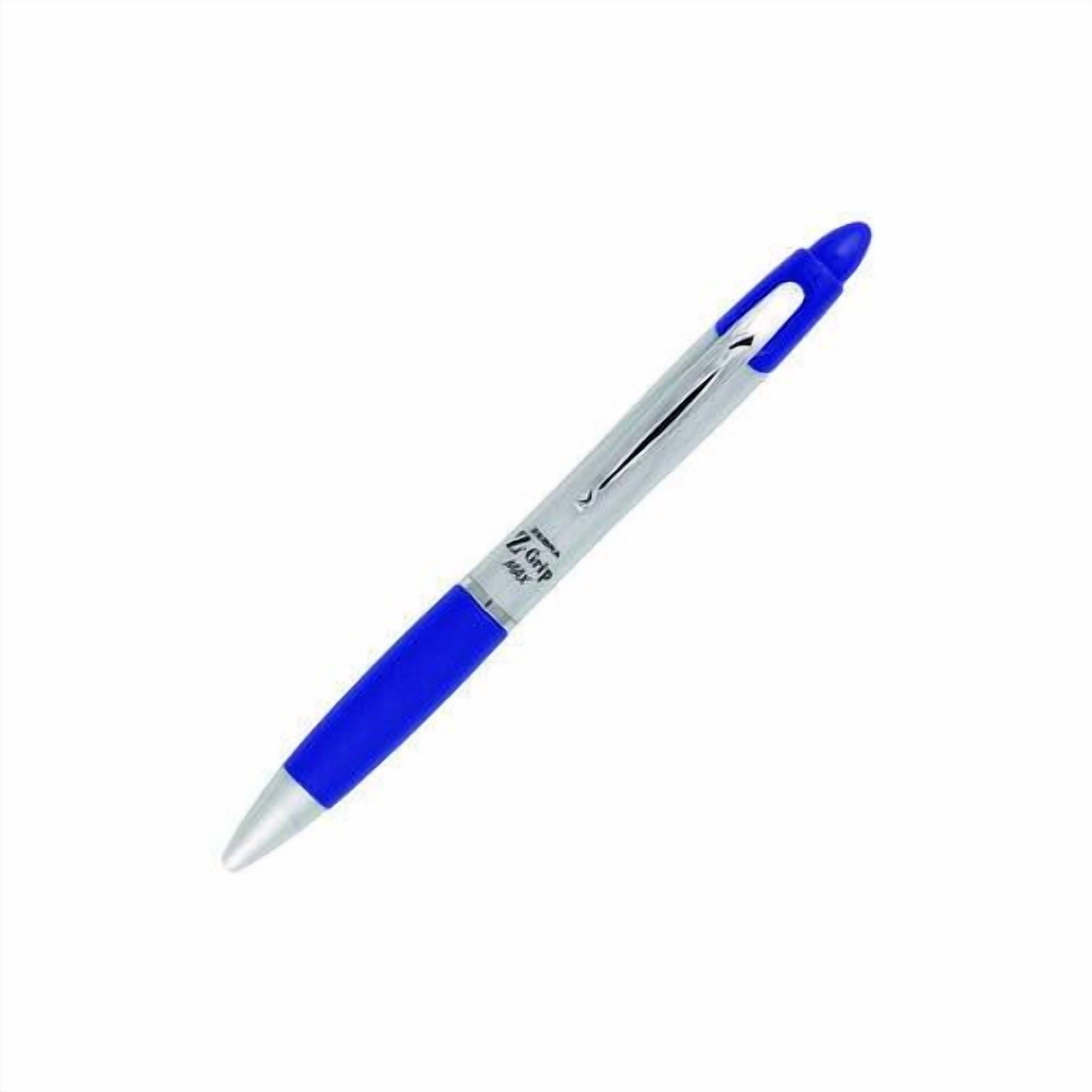 Z-Grip MAX Ballpoint Pen, Retractable, Medium 1 mm, Blue Ink, Silver/Blue Barrel, 12/Pack | Bundle of 2