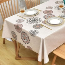 Wipeable Waterproof Tablecloth Vinyl Tablecloths for Rectangle Tables Heavy Duty PVC Tablecloth for Kitchen Dining Table(Rattan, 78'''' x 60'''')