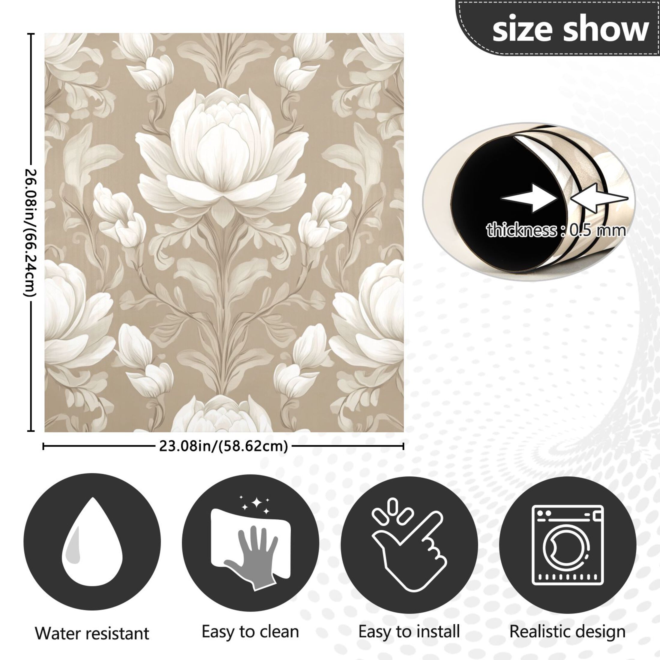 Dishwasher Magnetic Sticker 23x26 Inch Refrigerator Magnetic Sticker Washing Machine Magnetic Sticker Kitchen Panel Magnetic Sticker Home Decor Blooming Brown Flower