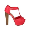 thumbnail image 2 of New Women Breckelles Brina-21 PU Peep Toe T-Strap Platform Chunky Heel Sandal, 2 of 5