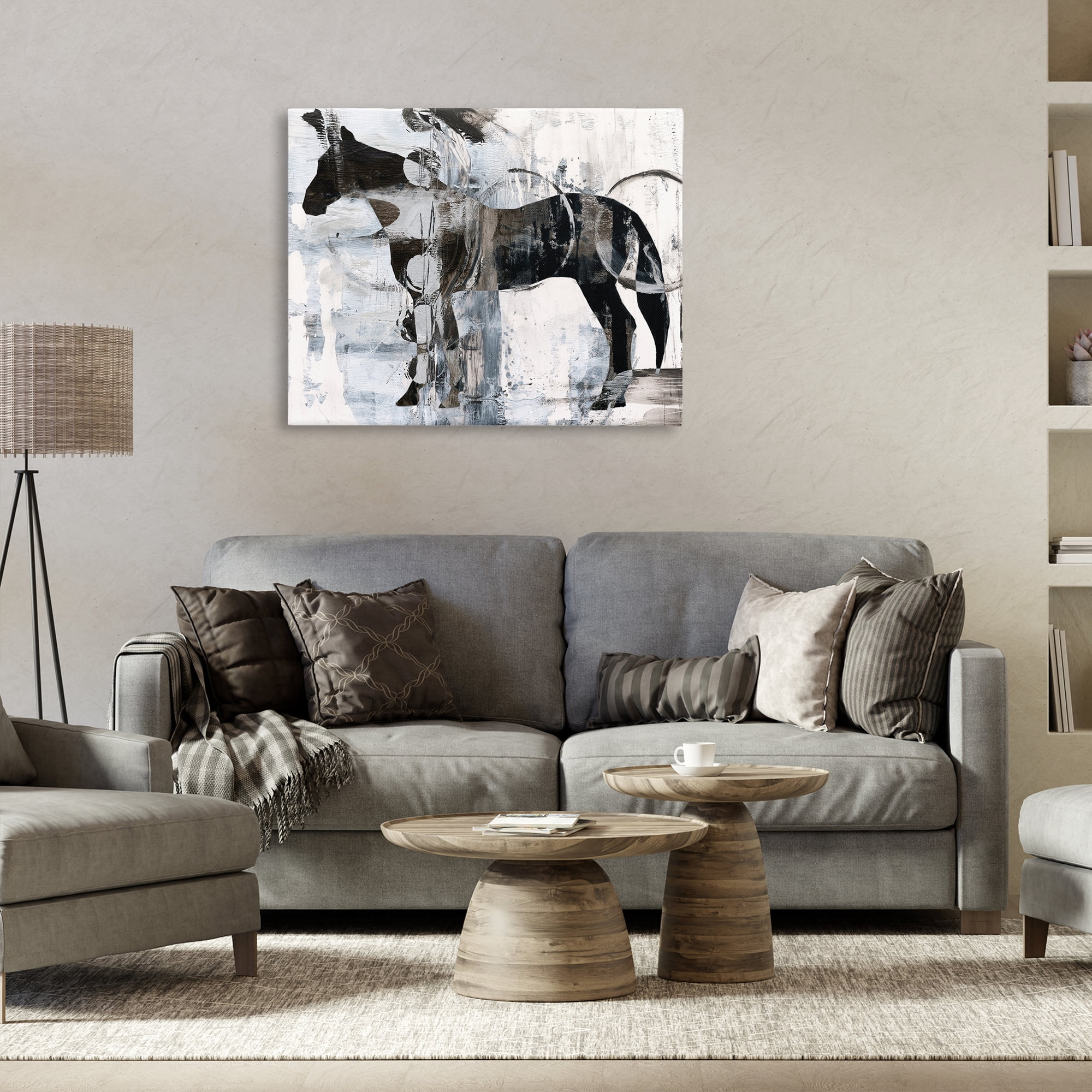 Stupell Industries Horse & Abstract Circles Animals & Insects Painting Gallery Wrapped Canvas Art Print Wall Art, 40 x 30