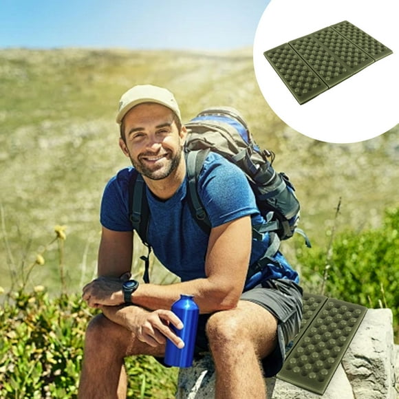 Almohadilla de espuma plegable para el asiento | Alfombrilla impermeable, portátil y ligera para acampar, hacer senderismo, deportes y actividades al aire libre | 15x11 en naranja/verde/azul