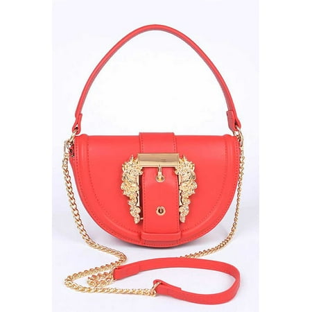 FASHNZFAB Motif Engraved Buckle Top Handle Convertible Bag