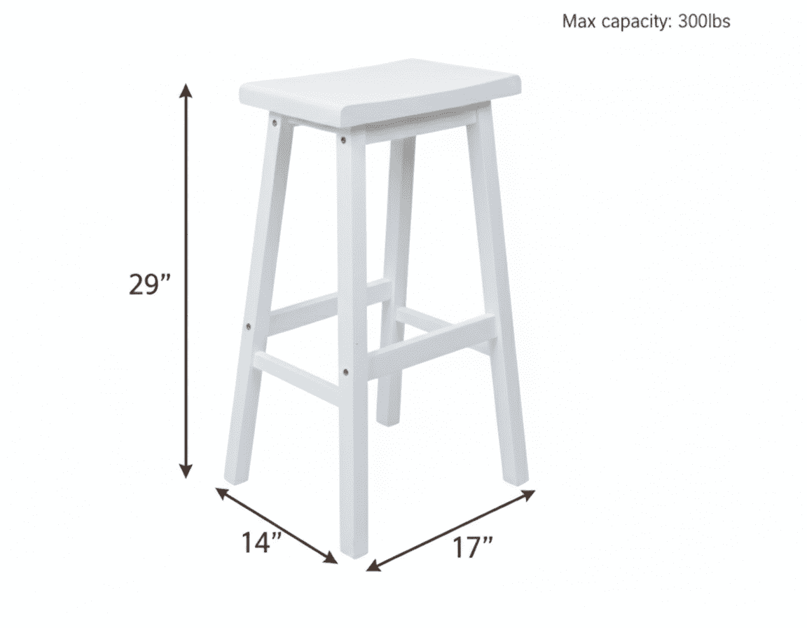 Mainstays Indoor 29" Counter Height Backless Saddle Wood Stool Set of 2 In White
