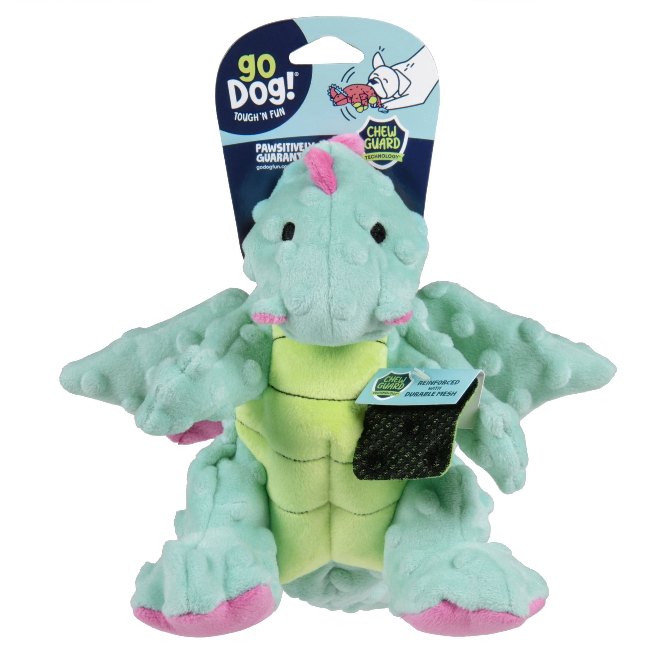 goDog Dragons Extra Soft Plush Toy for Dogs with Chew Guard