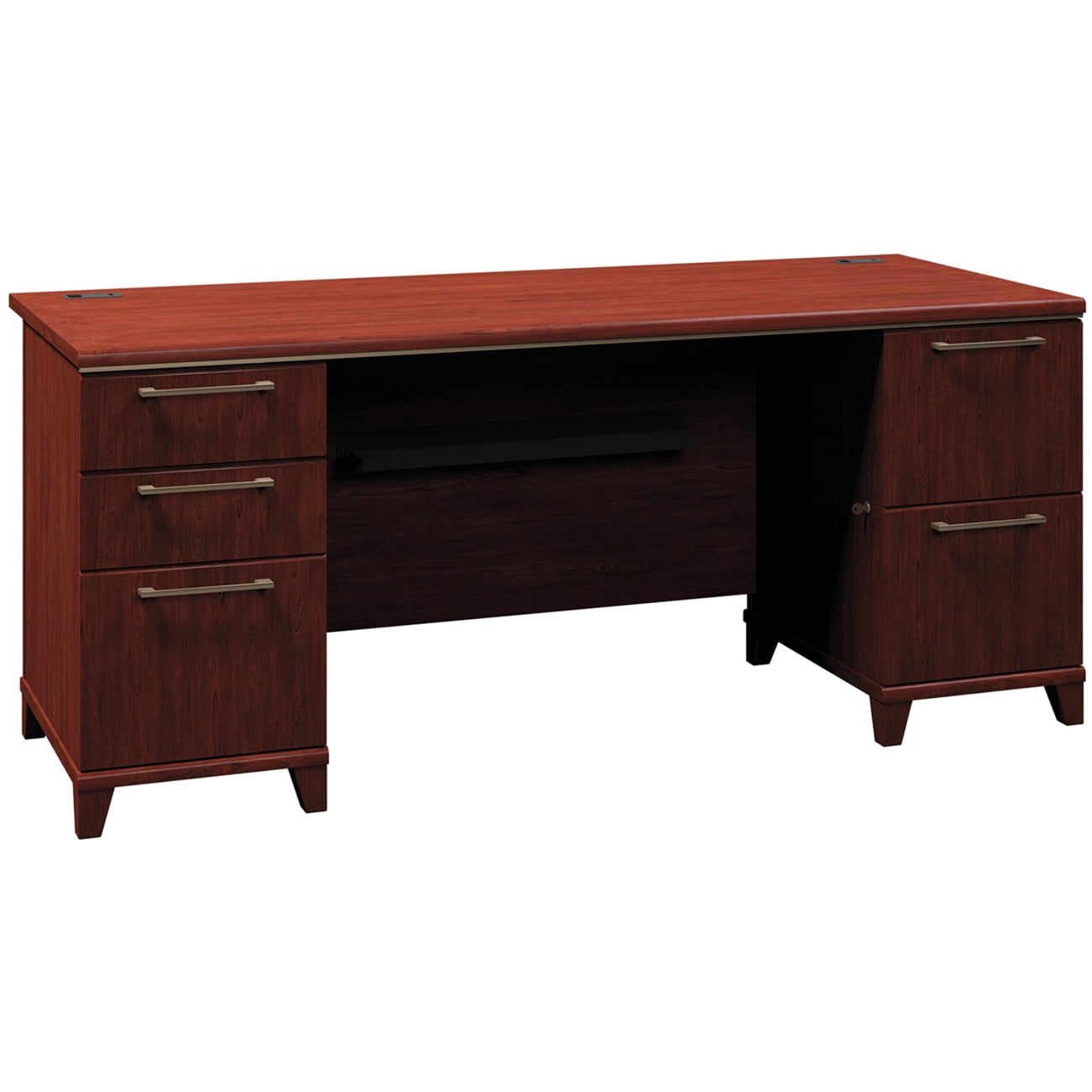 Commercial 72 Inch Double Pedestal Computer Desk Harvest Cherry