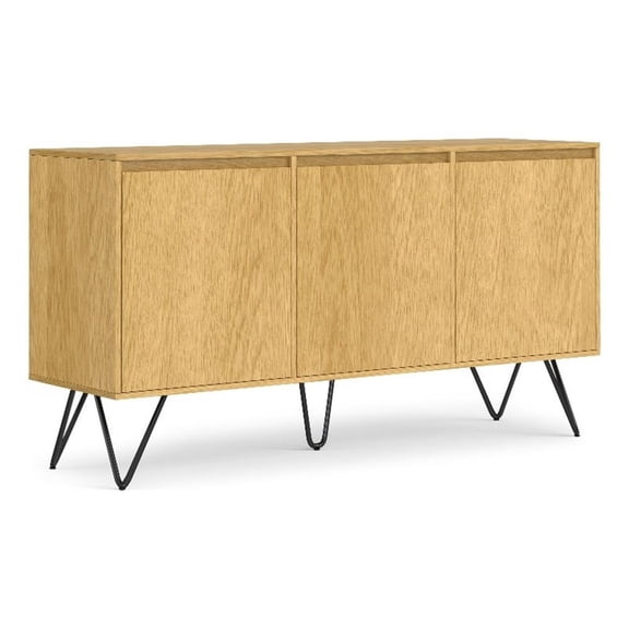 Pemberly Row 60" x 18" Rectangle Industrial Sideboard Buffet in Oak Veneer