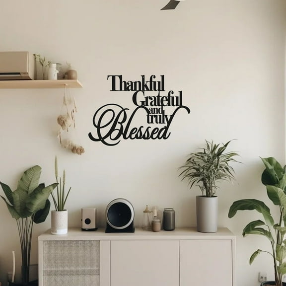 'Thankful Grateful Blessed' Metal Wall Art – Personalized Farmhouse Decor for Bedroom, Living Room, Bathroom & Kitchen | Unique Housewarming Gift, Halloween & Home Decoration