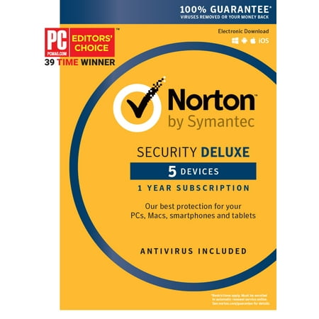 Norton Security Deluxe - 5 Device (Best Internet Security For Home Computer)