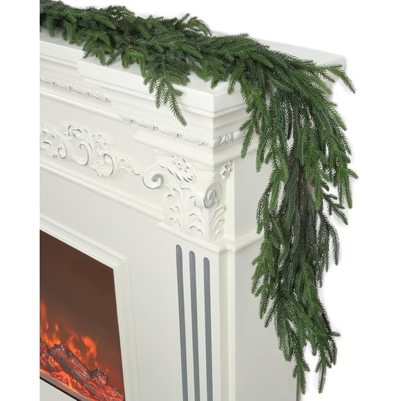 Guvpev 5FT Artificial Norfolk Pine Garland, Real Touch Winter Pine Garland, Artificial Greenery Garland, Christmas Cedar Garland for Mantel Staircase Tabletop Home Indoor Outdoor Christmas Decor