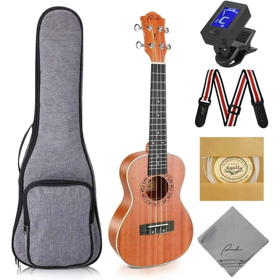 Ranch UK-23 Concert Ukulele - 23 inch Beginner Kit with 12 Online Lessons, Gig Bag, Tuner, Strap, Aquila Strings Set