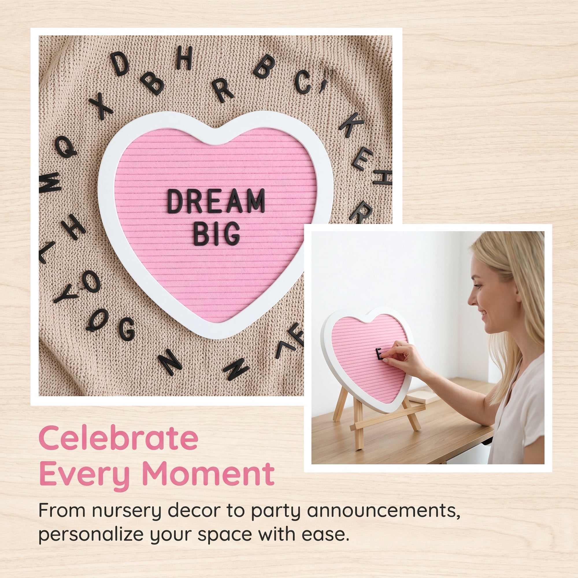 Unique Bargains Heart Shaped Message Board for Decor Gift Pink1 10.23"L x 10.03 x 10.2"H